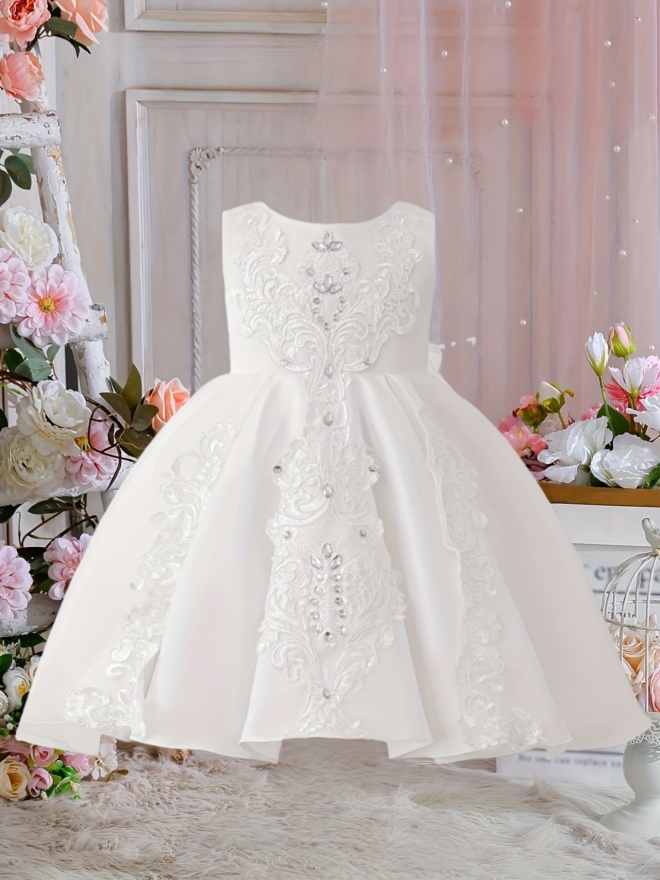 random print white lace dress girls sleeveless - Temu Mauritius
