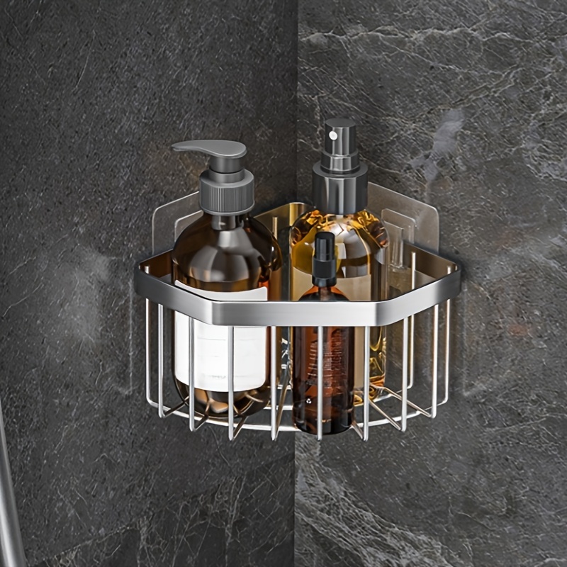 TEMU Stainless Steel Kitchen Sink Corner Storage Basket, Bathroom Household Storage Rack Without Drilling Triangular Draining Rack