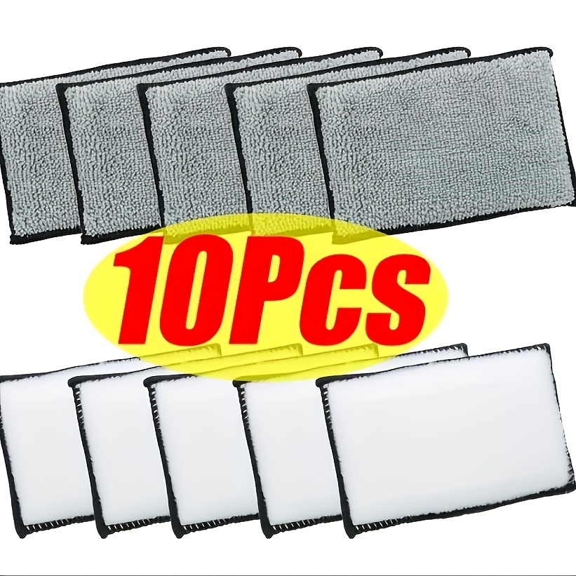 Image of 10pcs Recat Double-sided Fiber Car Cleaning Sponges Suitable For Leather Seat, Dashboard, Door Trim & - Gentle Scratch-free Wet Wipe, Non-abrasive Interior Detailing Sponge Block Cloth
