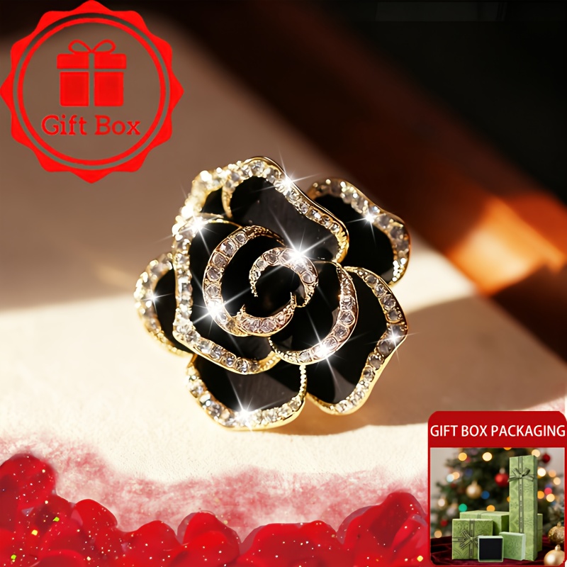 E-shop 18K vergoldenete klassische französische Vintage-Kamelien-Brosche mit Geschenkbox, geeignet zum Tragen zum Neujahr 2026 und Valentinstag, zum