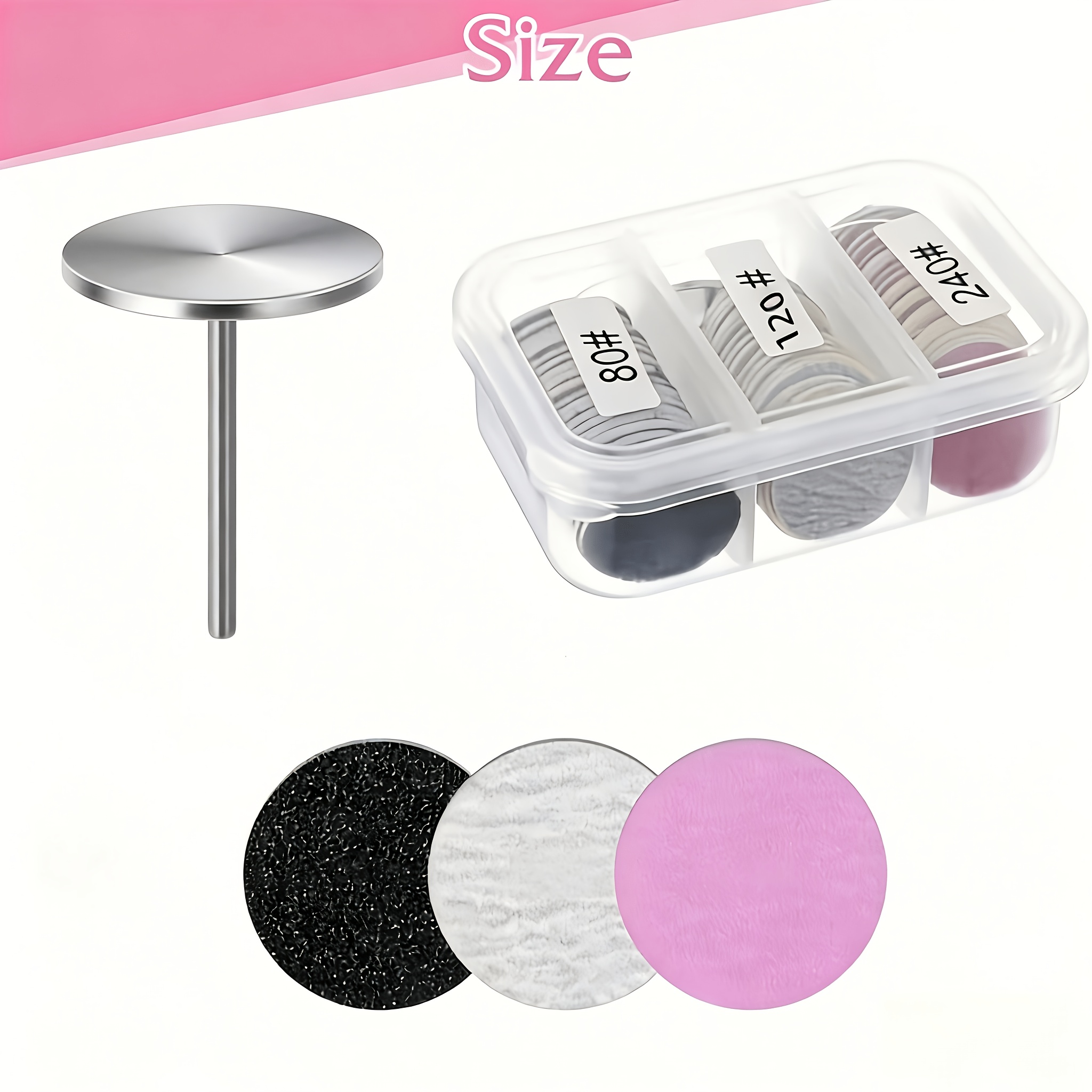 E-shop 60+1-teiliges Nagelbohrer-Set: 25-mm-Nagelbohrer-Scheibe mit Metallbohrern – 80/120/240er-Körnung-Fußnagelfilz-Pads, robuste Eisen- und gerade