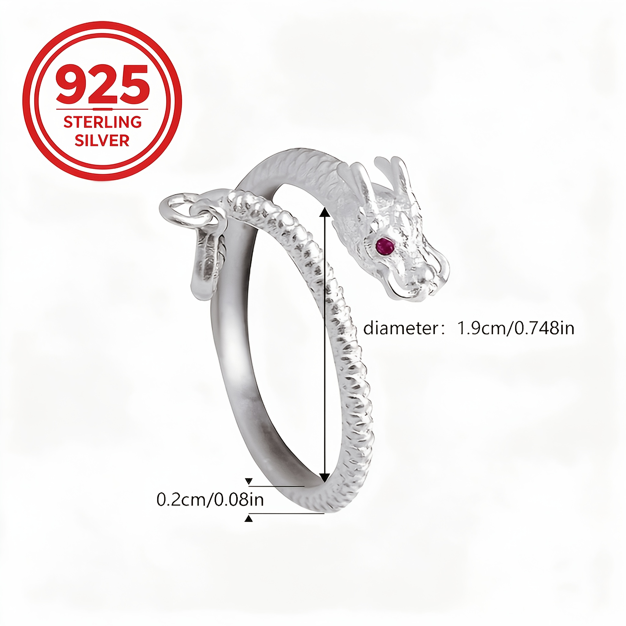 Women's Adjustable Open Dragon Tail Ring, Creative Design