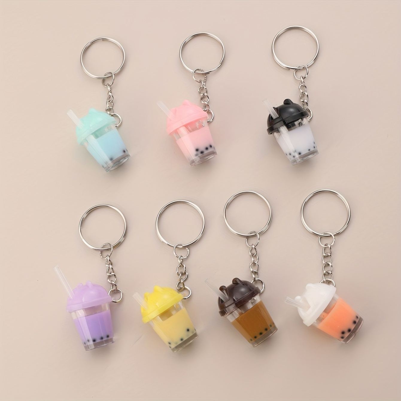 

7-piece Cartoon Resin Keychain Set, Novelty Cup Charms, Keyrings, Cute Accessories & Decorative Pendants For Bags & Gifts, Homecoming Festival Favor