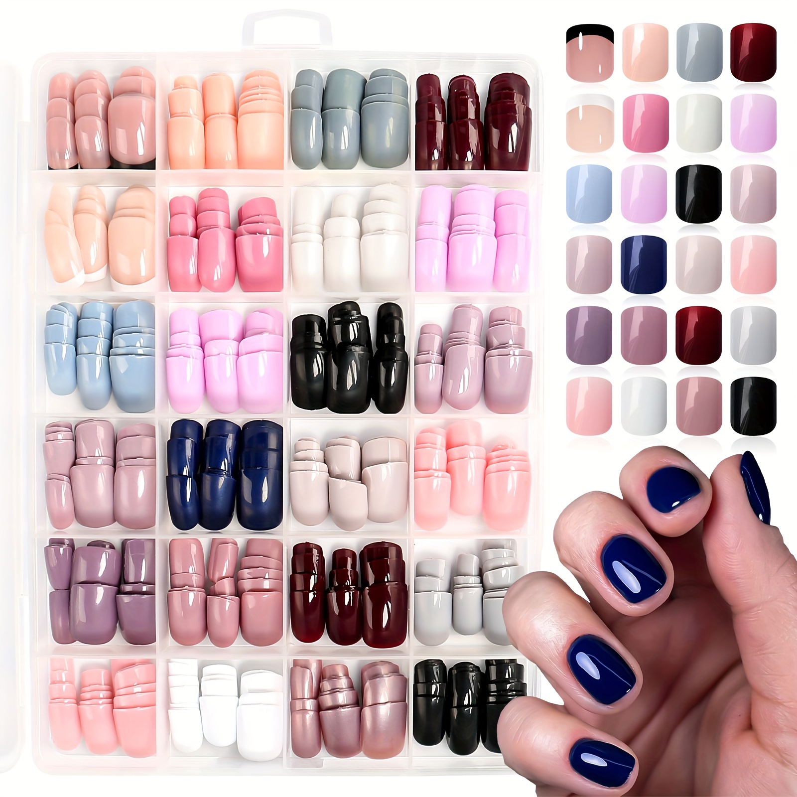 

576pcs/box 24 Colors Nails French Autumn Winter Nude Women's False Nails Kit - Full Coverage Glossy False Nails For Women Girls Home Manicure Use, 12 Sizes - Easy To Apply And Remove - Long Lasting ()