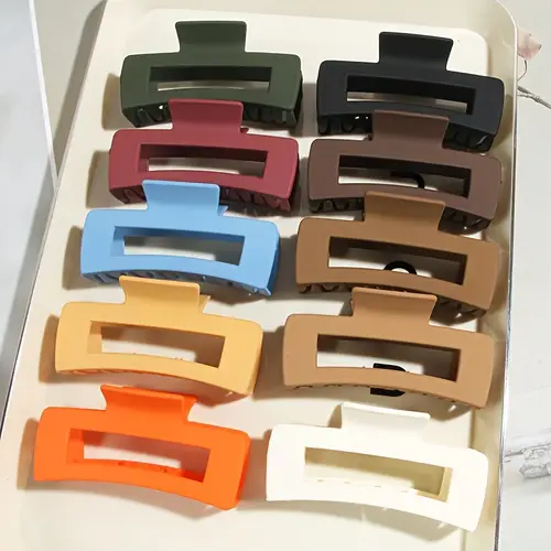 elegant matte resin hair claw clips set minimalist oblong shark clips large size versatile hair accessories for women suitable for hair ideal for daily wear and birthday celebrations pack of multiple colors
