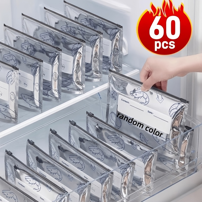TEMU 60 bolsas grandes reutilizables de papel de aluminio para almacenar alimentos, diseño - Resistentes a la humedad y los olores, aptas para nevera
