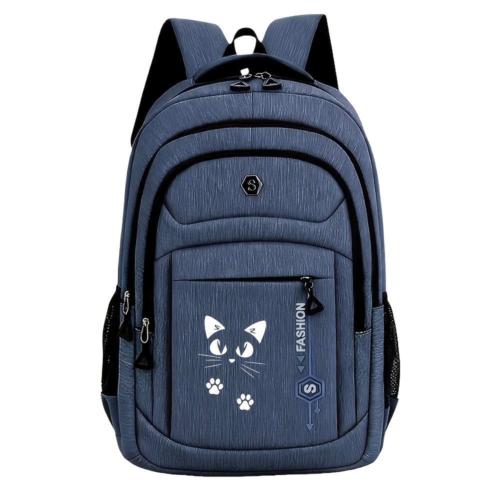 TEMU Cat Face And Paw Print Large Capacity Backpack, Laptop Student School Bag, Commuter Business Backpack For Men And Women