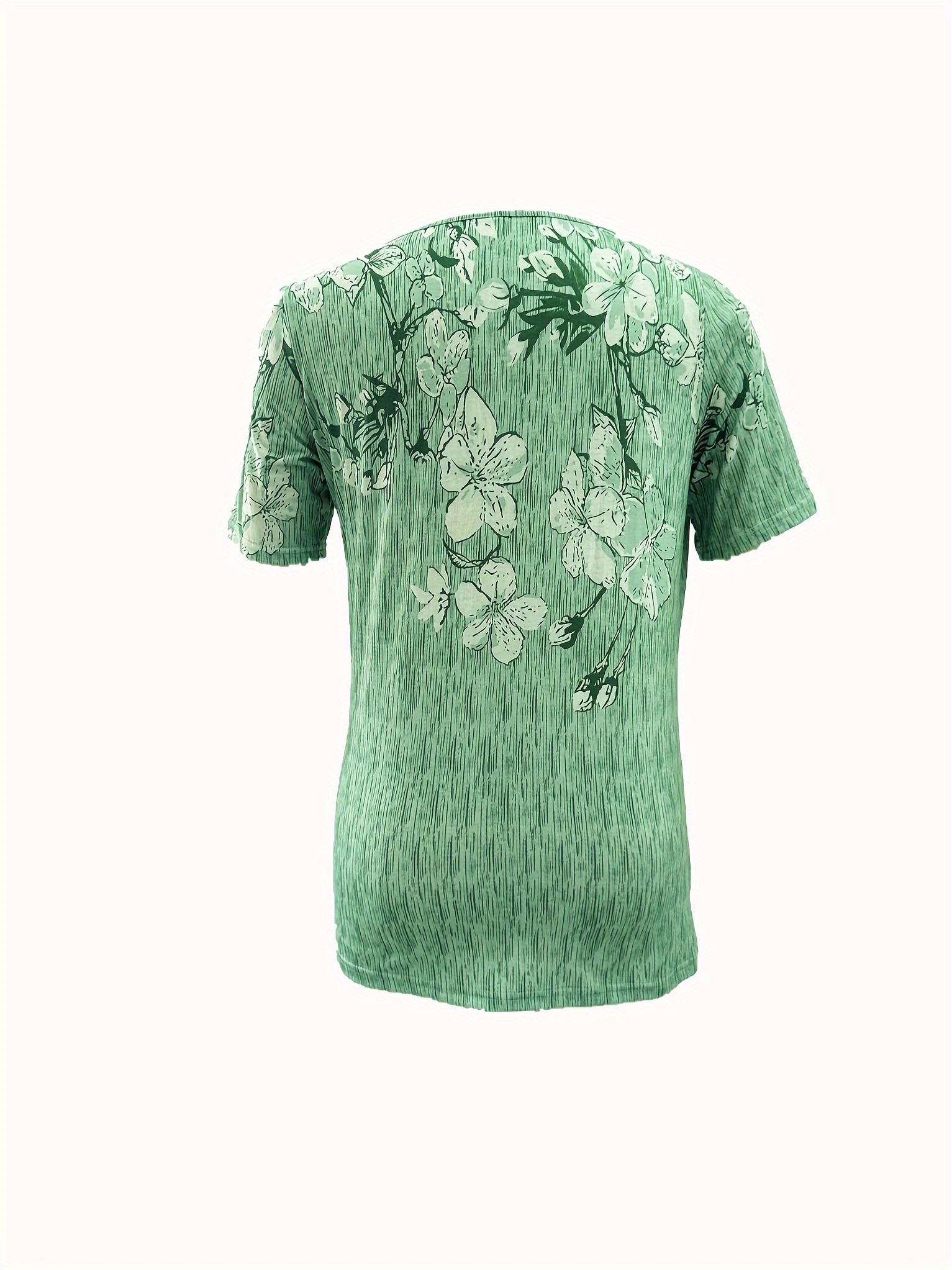 floral print button front t shirt casual short sleeve summer t shirt womens clothing emerald green 1