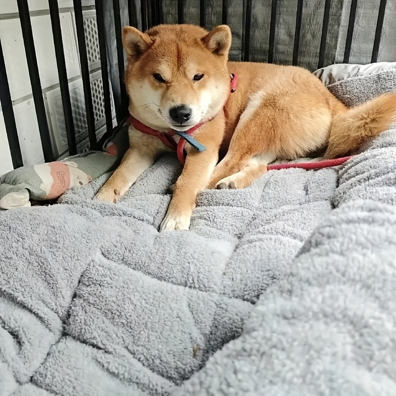 extra large plush dog bed sofa cat nest dog cage mat thickened super soft polyester pet mat suitable for small medium and large cats and dogs cute rectangular sofa Product details 2