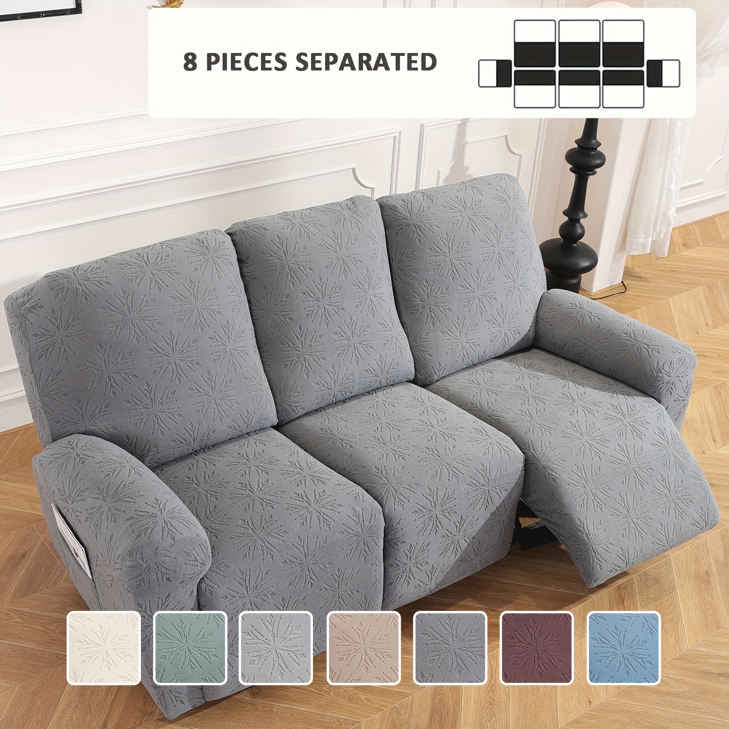 1 2 3 seater sofa recliner cover chenille fabric slip resistant washable with elastic bottom furniture protector   of 4 6 8pcs reclining chair covers