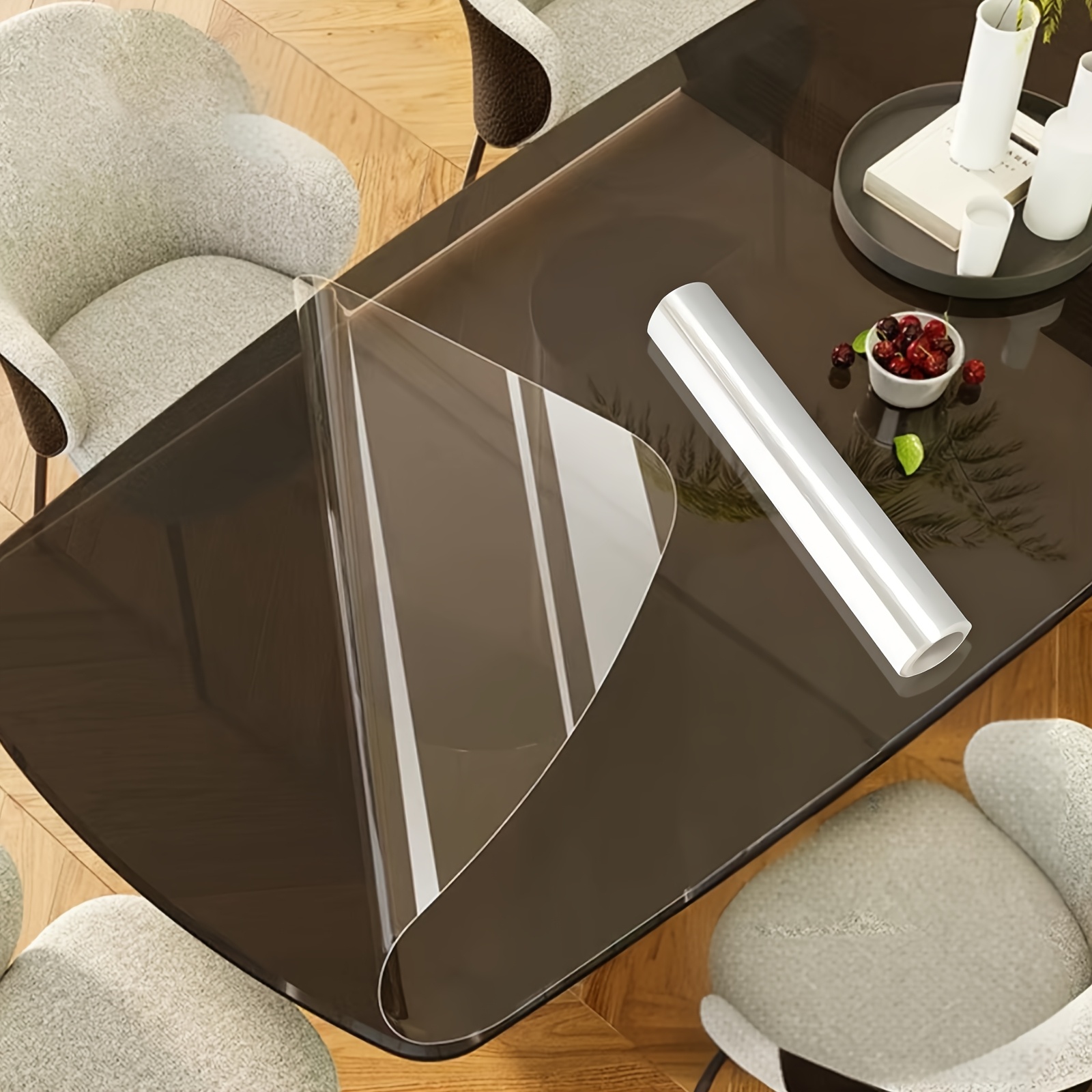 Klare selbstklebende Tischfolie, transparente *-Schutzfolie – einfach zu verwenden und zu reinigen, reduziert Schäden am Tisch * für Glastische, Massivholz-Esstische & Marmorherdplatten
