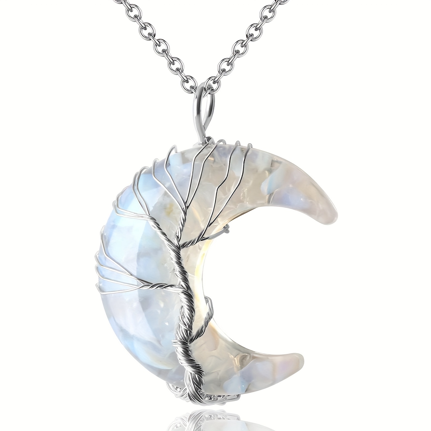1 chakra crystal necklace tree of life wrap   pendant necklace natural stone jewelry gift for mom womens synthetic gemstone accessory