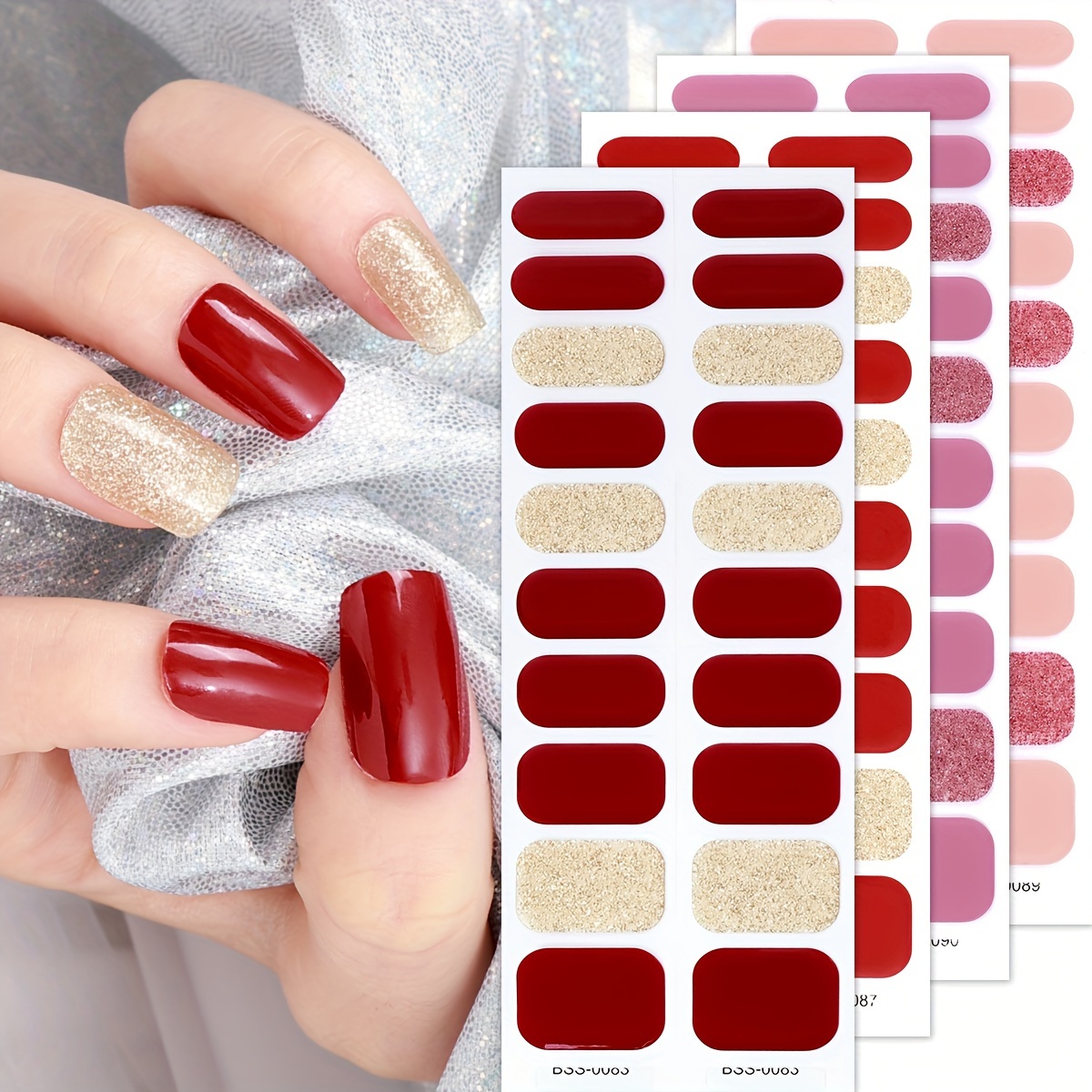 

80pcs Red Cure Gel - Gel 1 File, , Uv , Suitable And Use Gel ﻿