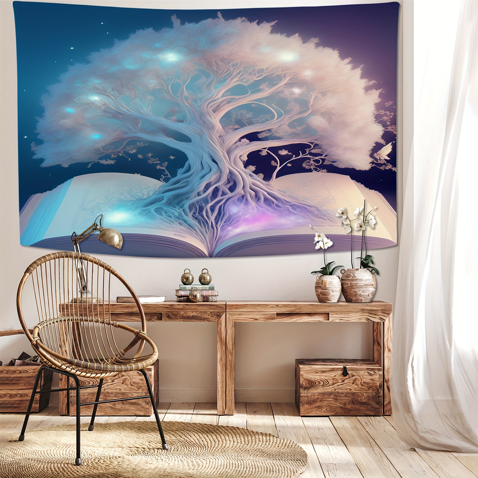 

Tree Of Life Dreamy Landscape Tapestry - Polyester Wall Hanging For Living Room, Bedroom, Office - Home & Party Decor With Free Installation Kit