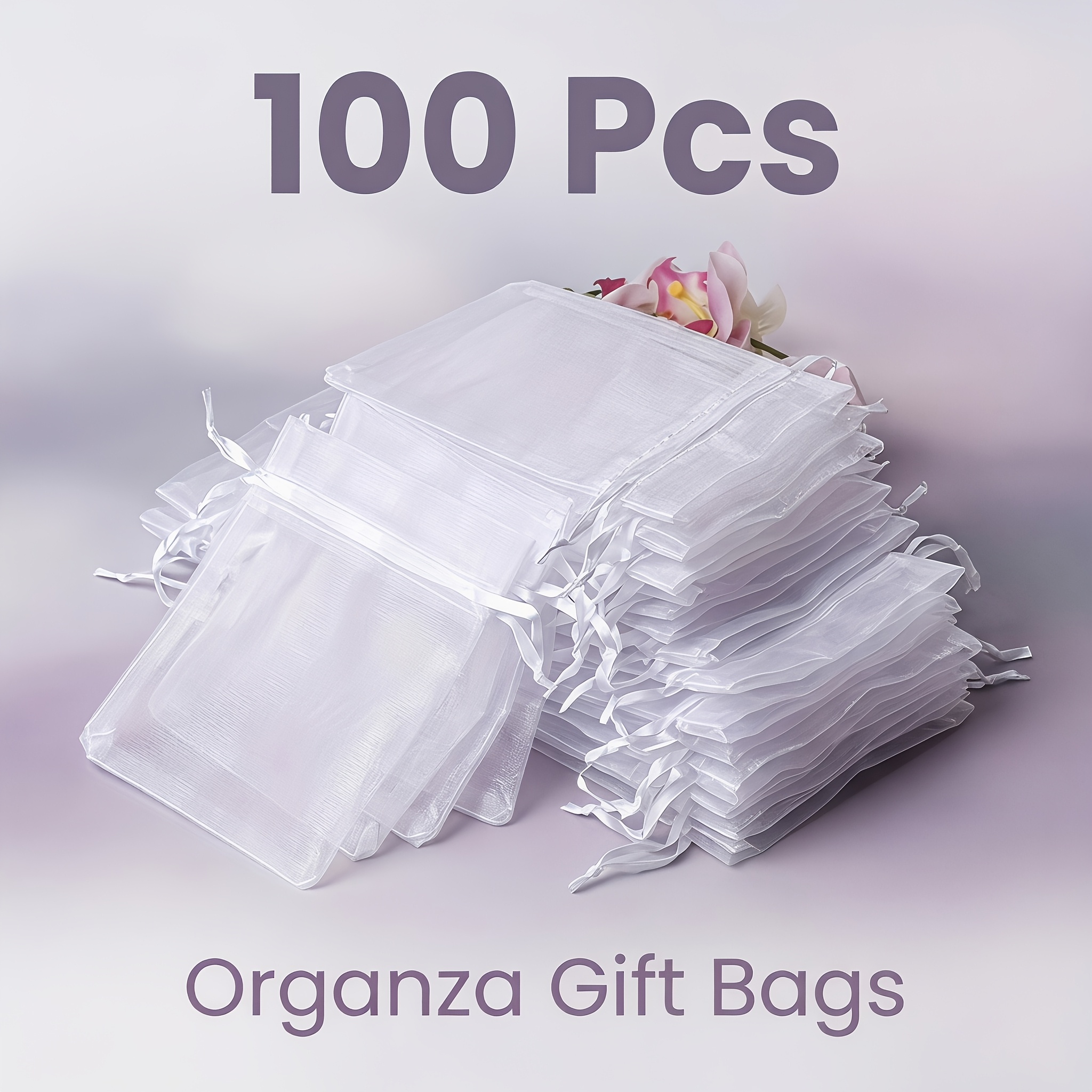 TEMU 100 piezas de bolsas de regalo de organza semitransparente color lechoso con cordón, adecuadas para recuerdos de boda, empaque de joyas, bolsas