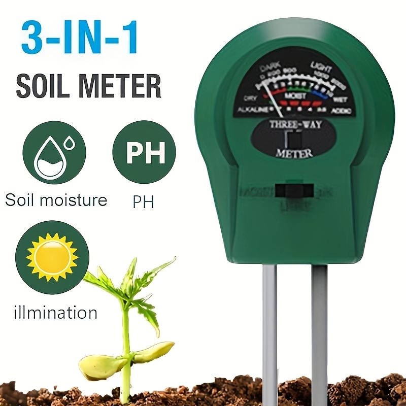 TEMU 1 Ensemble 3-en-1 Télémètre de pH Moniteur d'humidité d'acidité de Outil de jardin extérieur, Affichage à aiguille alimentation requise