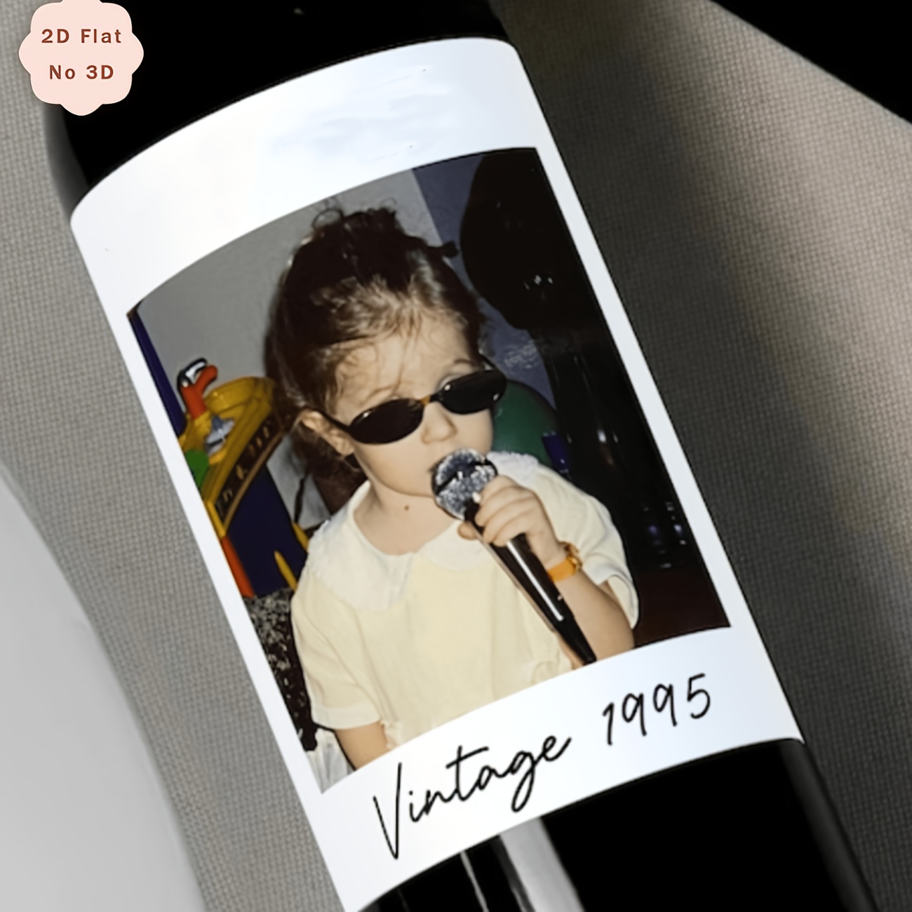 TEMU Customizable Personalized Photo Bottle Label Stickers, 2d Flat Custom Vintage Year And Picture Labels, Unique Birthday/anniversary/gift