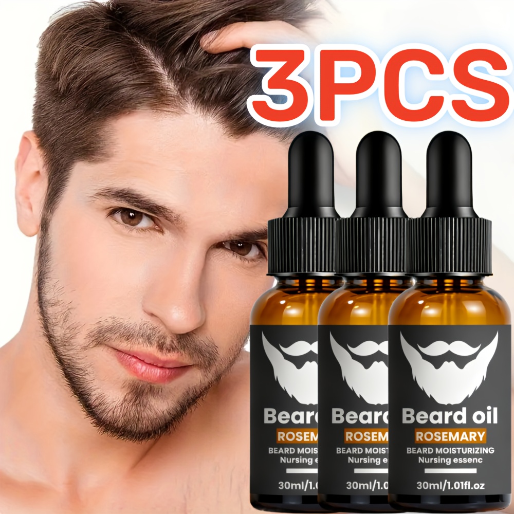 Image of 3pcs Beard Care , Softening And Smoothing Beard, Thick And Strong Beard, Natural Formula Suitable For All Facial Skin Types, Non-greasy Moisturizing Facial Beard, Men's Holiday Gift