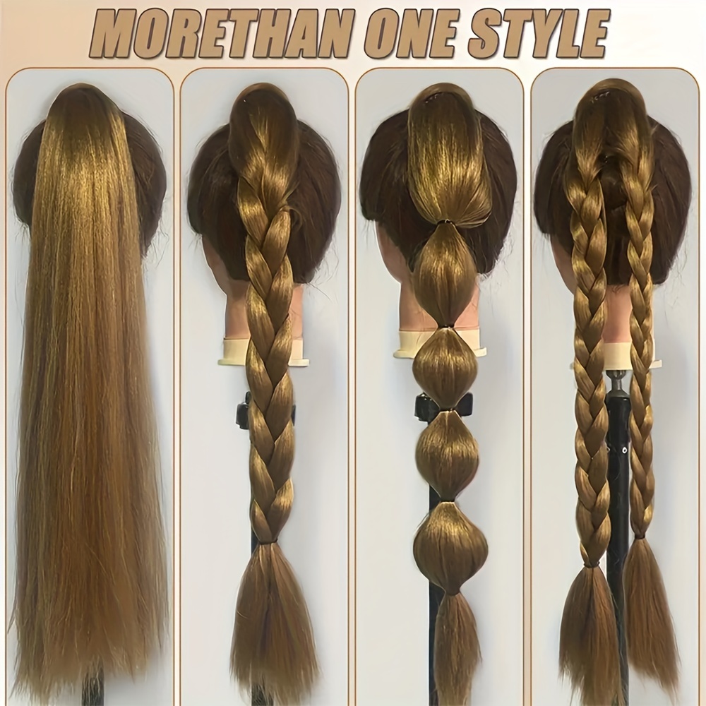 womens   straight synthetic ponytail extension with elastic hair tie versatile   long ponytail for all hair types ideal for daily wear and special occasions details 1