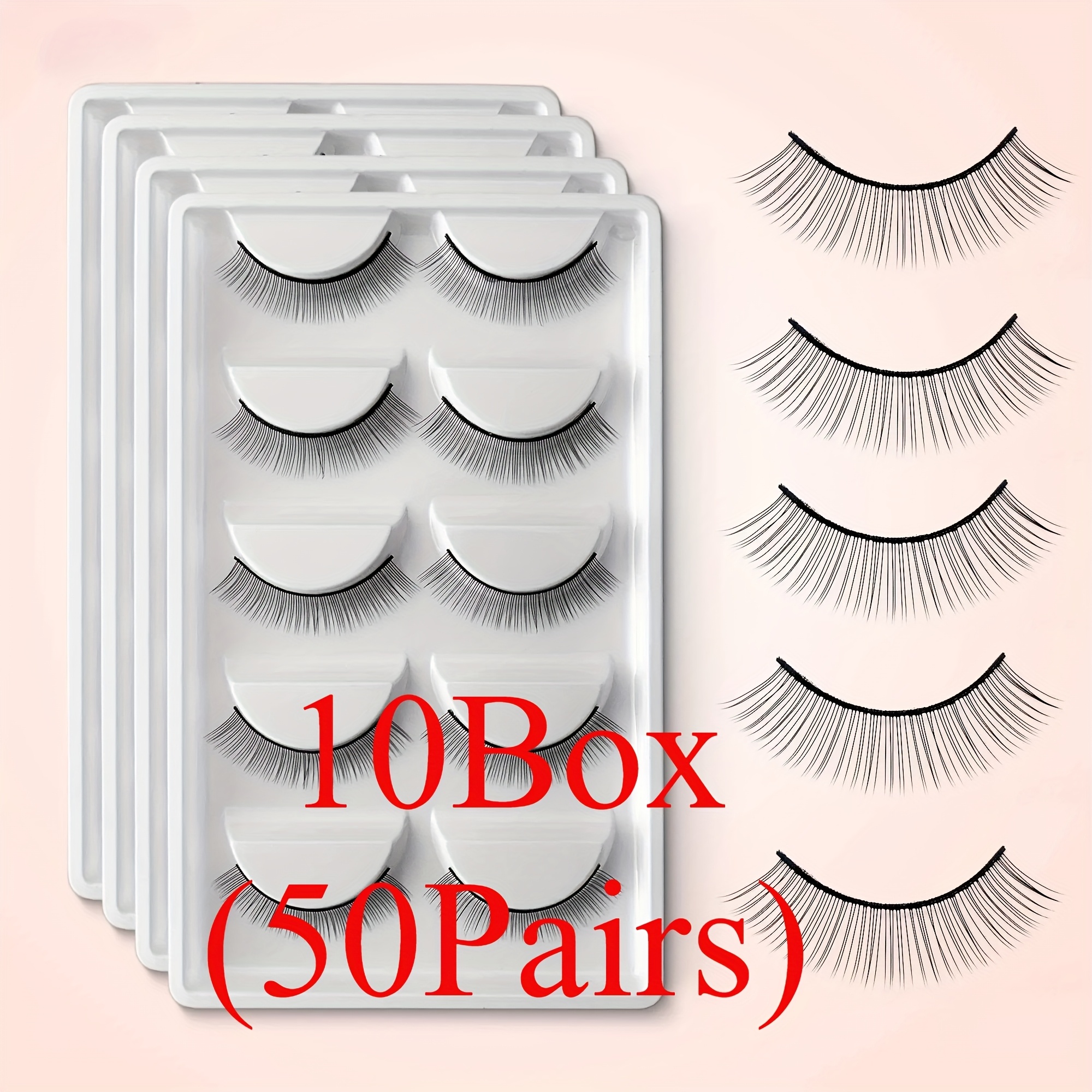 10 Boxes/50 Pairs Of Eyelash Practice Tools, Eyelash Extension Supplies, Practice Eyelash Strips And Eyelash Training Kits