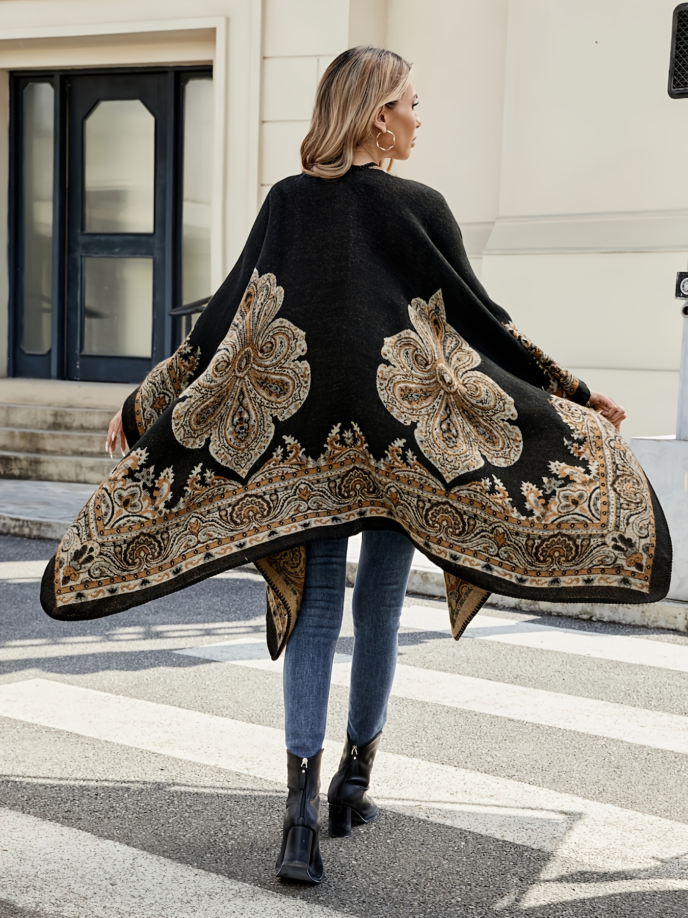 womens plus size cloak cape elegant paisley Temu South Africa