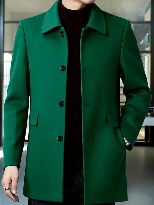 wanrenshan obm 2025 new mens casual classic versatile solid color side double pocket easy design dad wrinkle resistant non iron single breasted light luxury trench coat