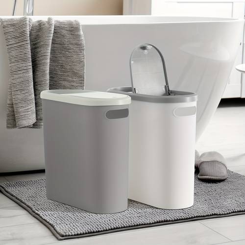 1pc 2pcs bathroom trash can compact and durable plastic wastebasket with built in handles easy to clean space saving design ideal for small spaces in bathroom laundry and home office