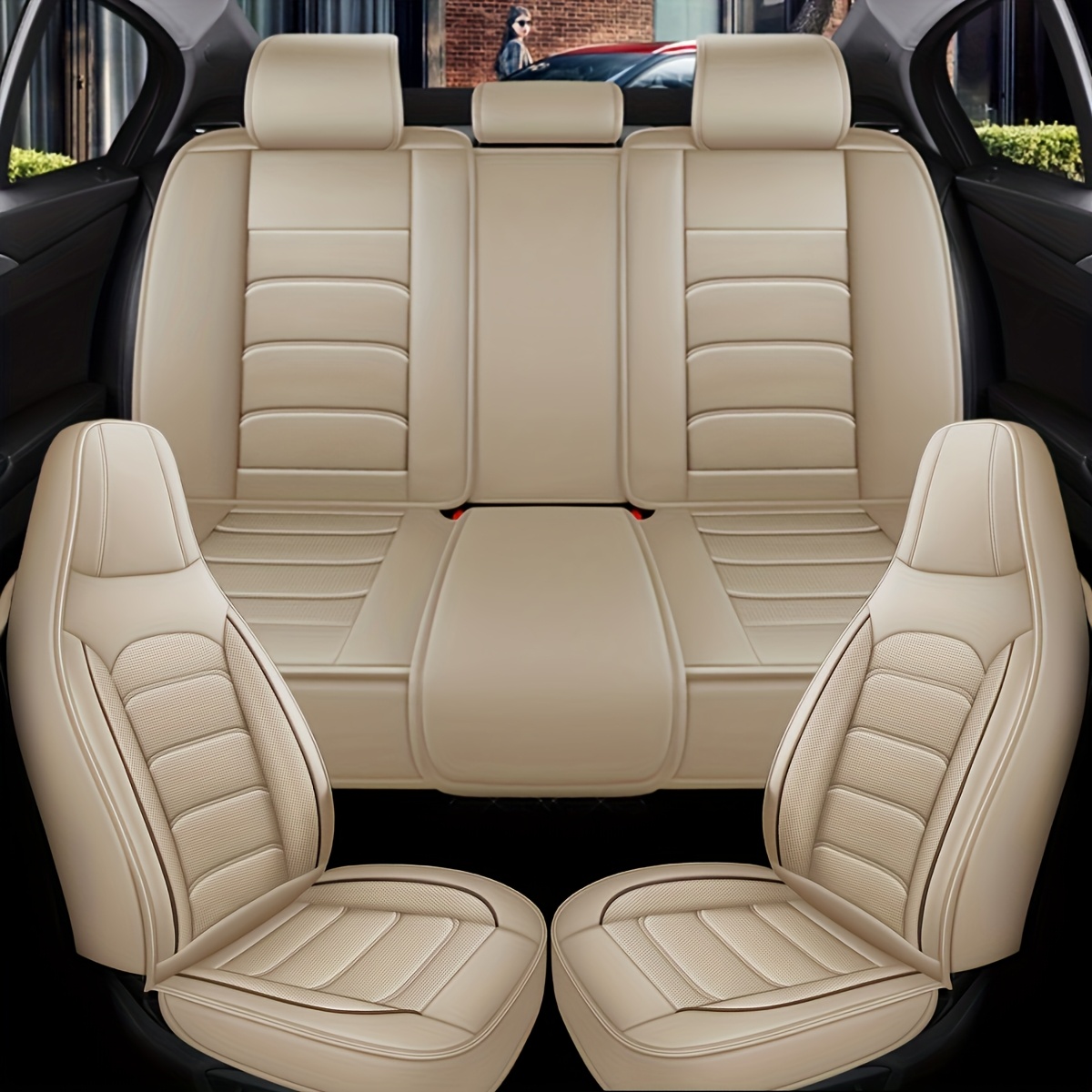 TEMU A Set Of Universal Car Seat Covers Made Of Durable Faux Leather For , And , Providing Full Coverage For Interior Seats