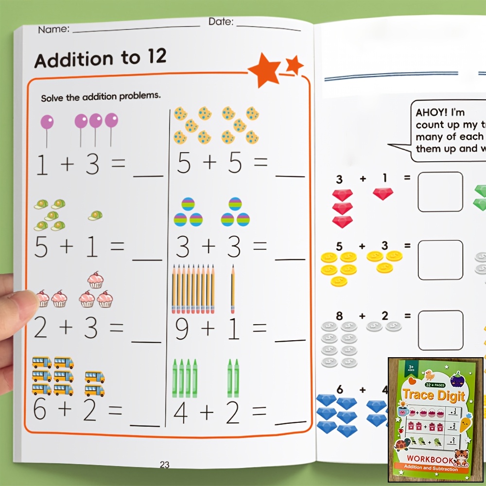 Kids Math Addition & Subtraction Workbook 1 Numbers - Color-coded Number Tracing & Practice Book For, Kindergarten, 1st Grade - Homeschool & Classroom Math Learning Activity (for)