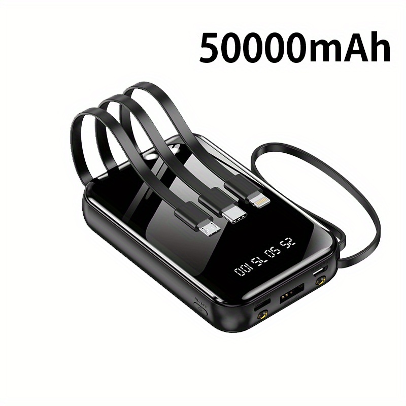 Portable Large Capacity Mobile Power Bank, Spare Battery Pack, Fast Charging, Built-in * Display Of Power/multiple Data Cables/flash