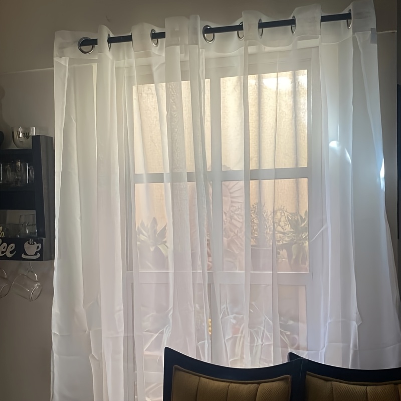 Weiße Transparente Vorhänge - 2 Paneele, Je 152x274 Cm, Stangentasche 5 Cm, Voile, Halbdurchsichtig Für Privatsphäre
