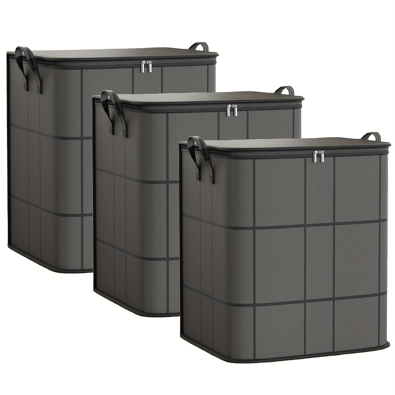 set of 3 large clothing storage bags with reinforced handles and sturdy zippers foldable storage boxes wardrobe organizing storage bins suitable for storing clothes blankets quilts or   household items keeping things clean and organized