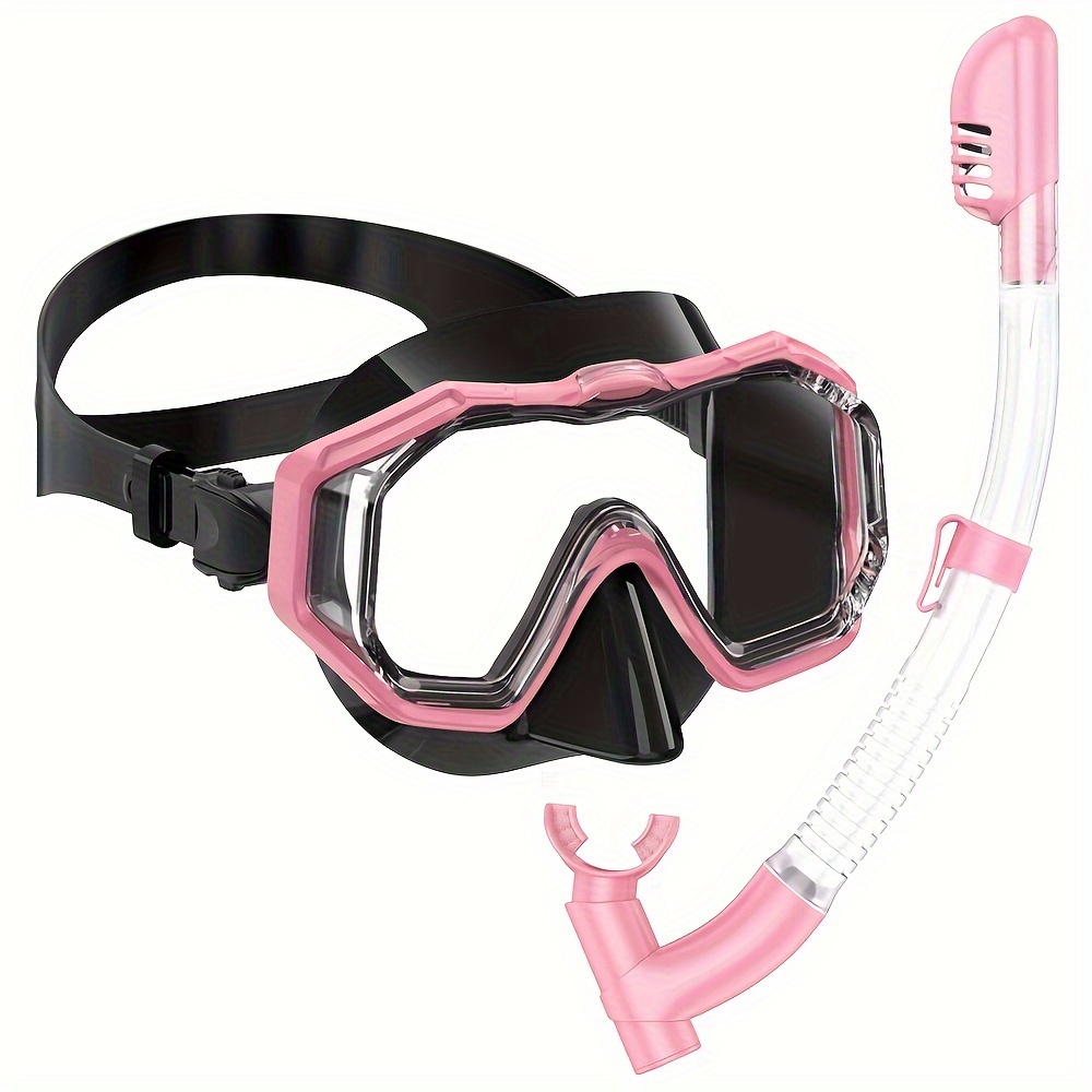 Image of Kids Three-lens Snorkel Mask Set Snorkeling Gear Swim Mask Snorkel Kit Panoramic Wide-angle View Adjustable Snorkeling Swimming