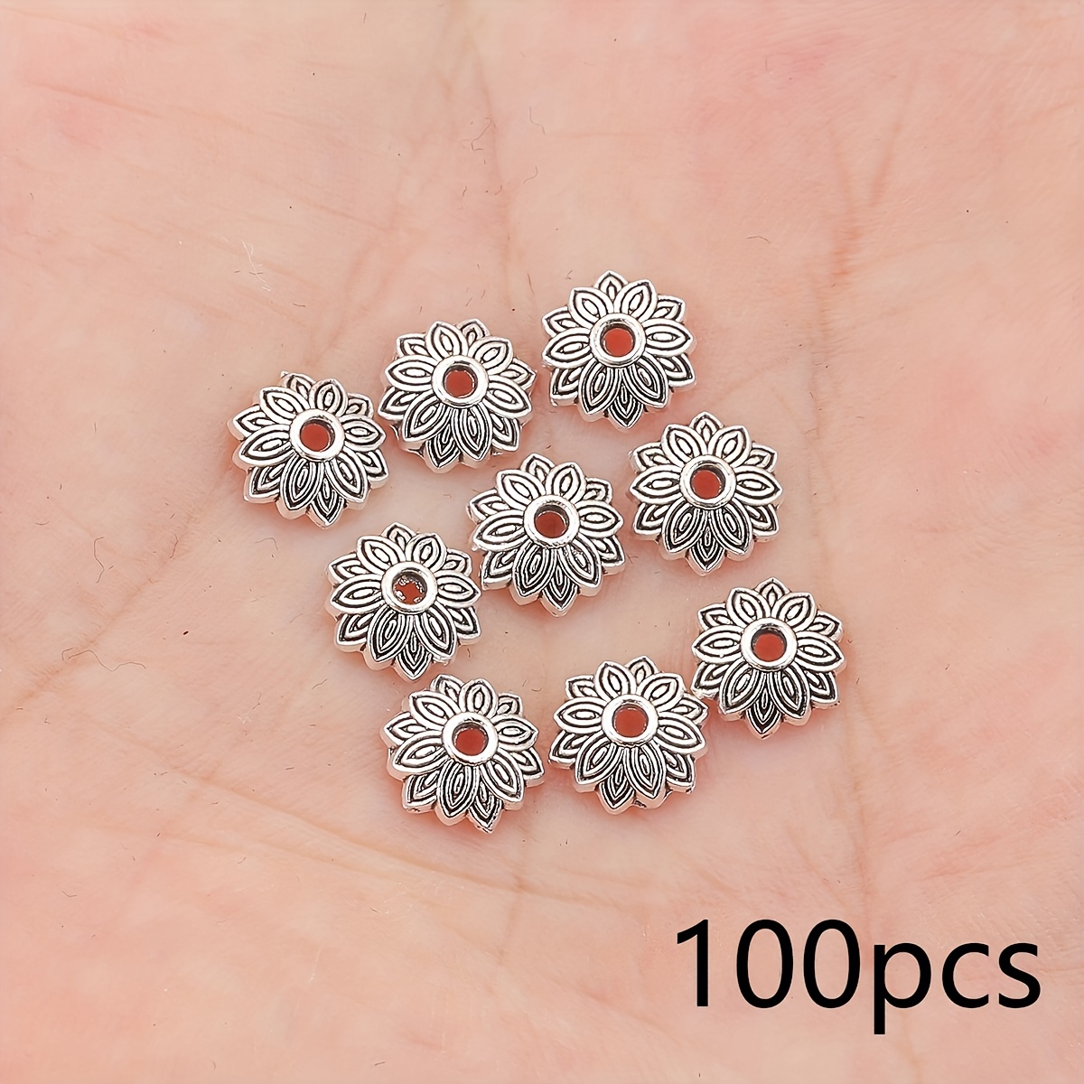 TEMU 100 Retro Style Petal Bead Caps, Alloy Jewelry Making End Caps, Suitable For Bracelet Necklace, Earrings And Jewelry Handmade Additions