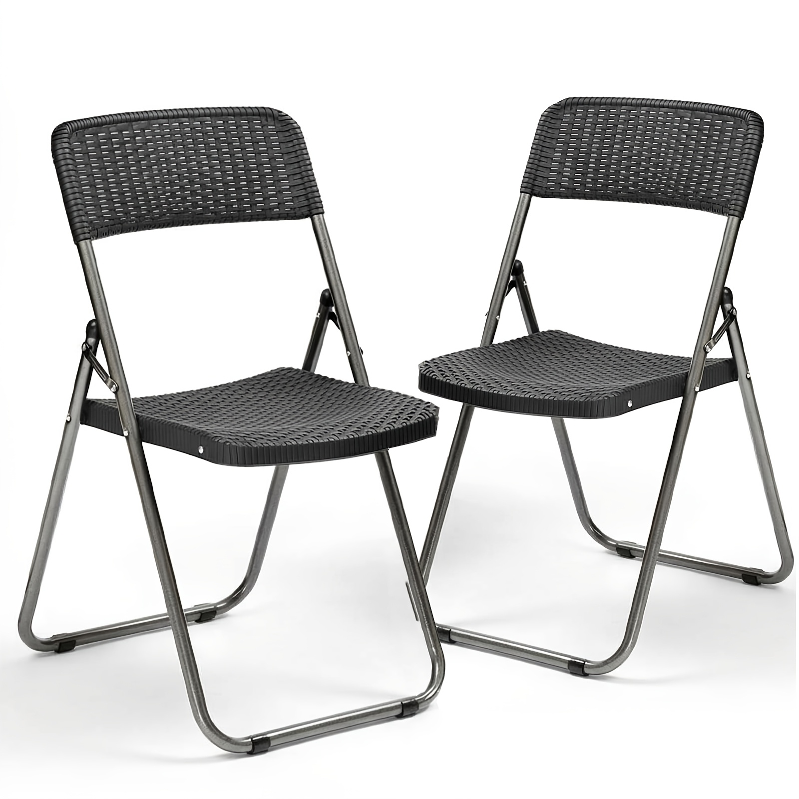 Image of Set Of 2 Chairs, Foldable, Camping Chairs, Foldable, 200kg, 46 X 53 X 84cm, Folding Chairs, Camping, Balcony, Garden, Garden Chair Set, Black