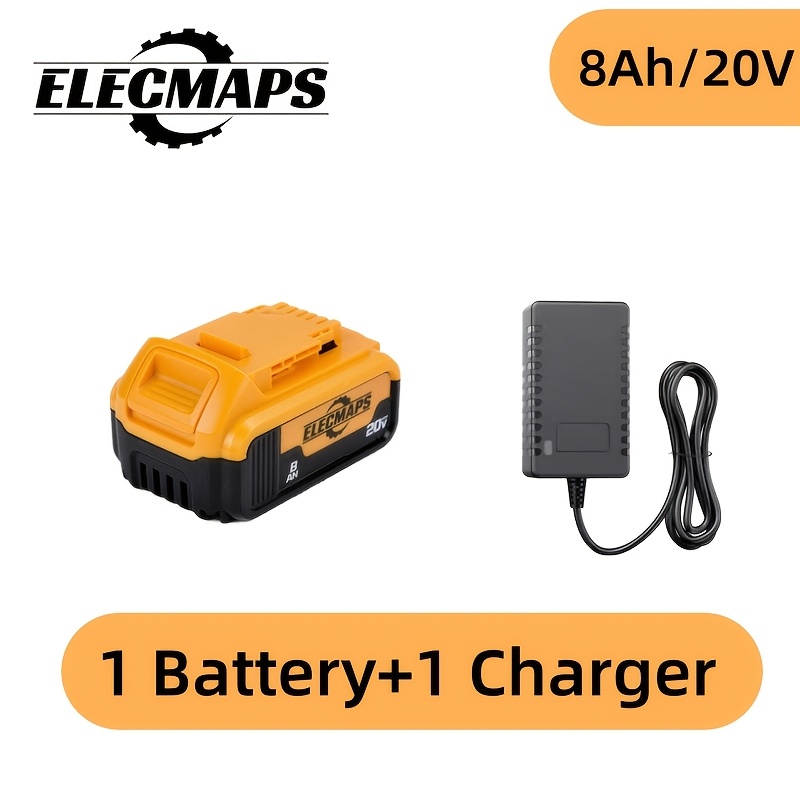 TEMU 1pc Battery With Charger/ 2pcs Battery With Charger/ 4pcs Battery With Charger, 3 Package Options . For Tools Such As Impact , Power Wrenches,