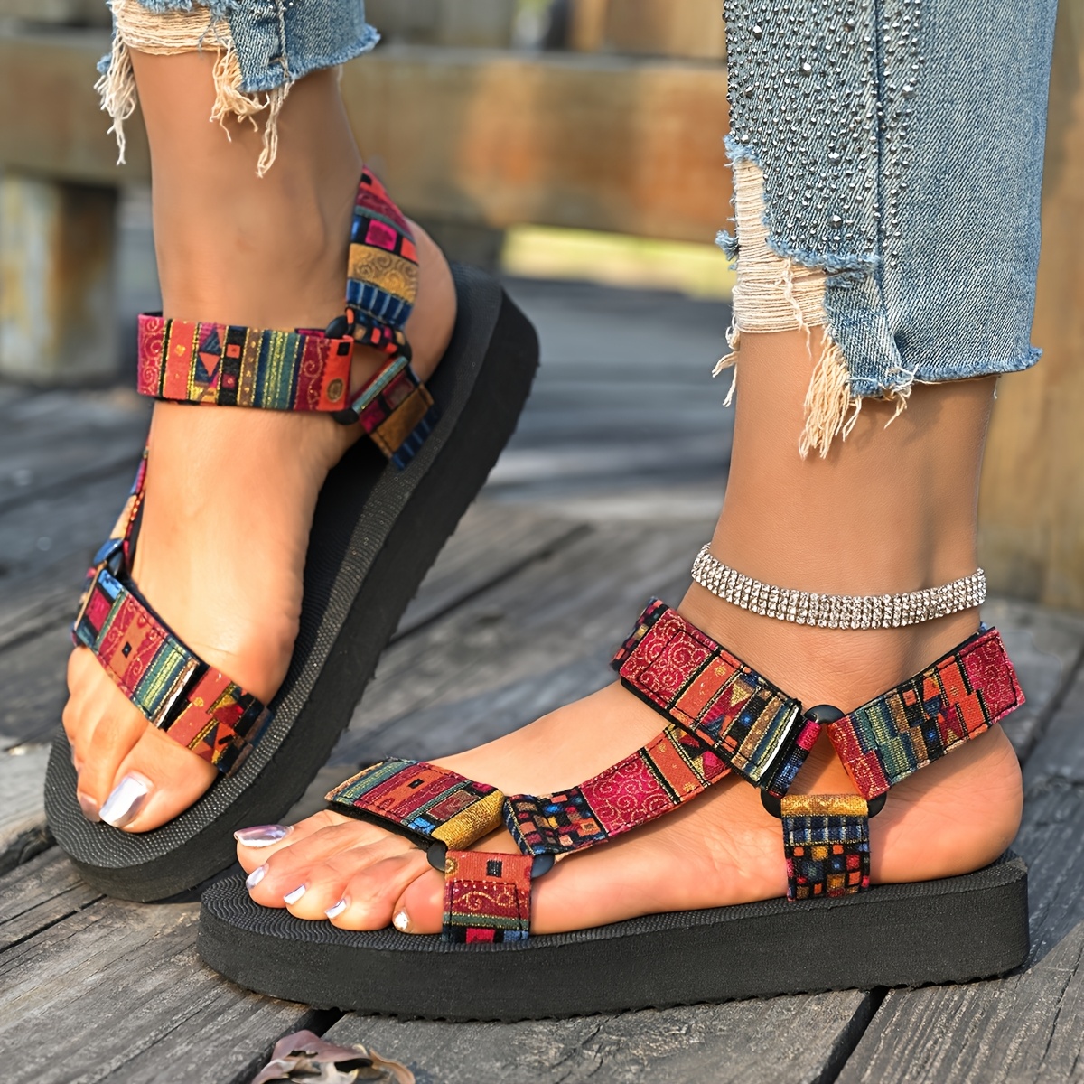 Sandals Platform Sandalias Con Tira Tobillera Sandalias