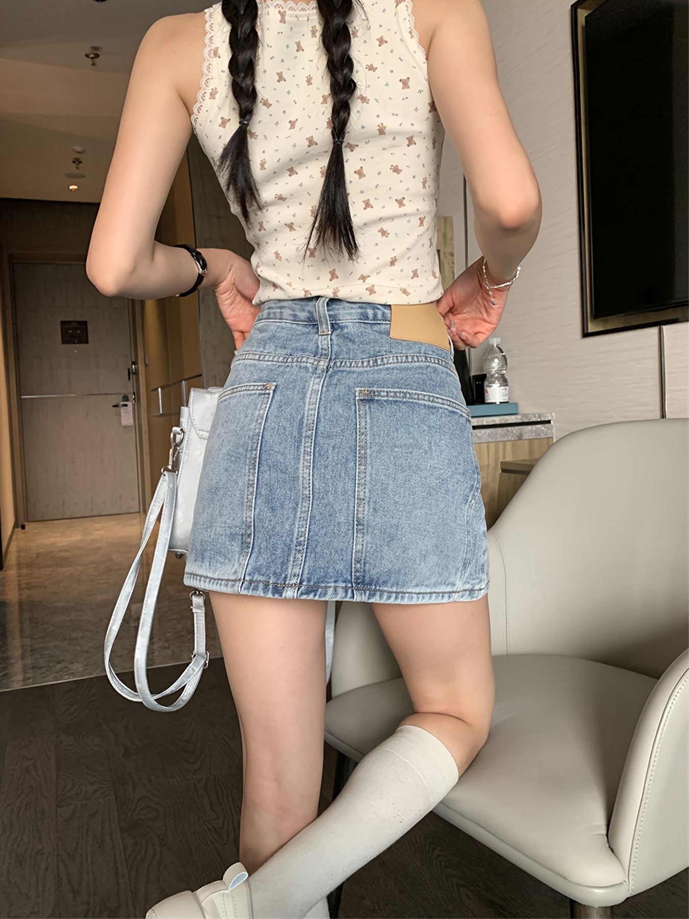 Gonna Jeans Donne Con Gonna Corta Minigonna In Jeans Chiaro Con