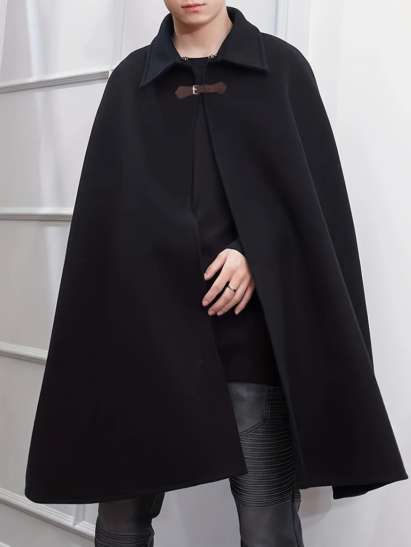 mens elegant tweed coat lapel collar button front solid Temu