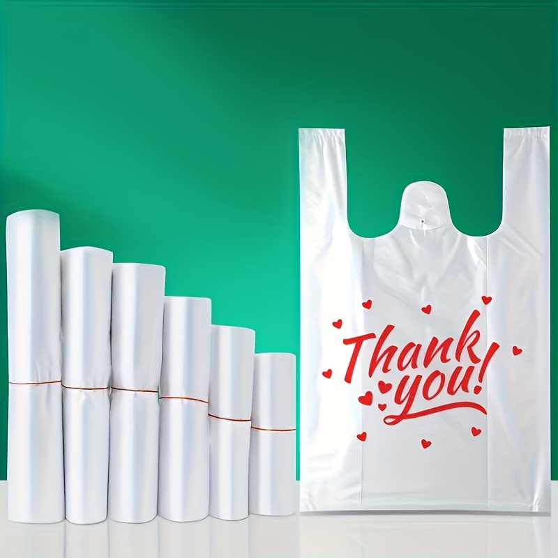 200pcs pink thank you vest bags for supermarket shopping, ideal