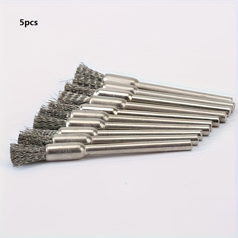 TEMU 5pcs / 10pcs Stainless Steel Wire Wheel Brush Set With 3.17mm Shank, Suitable For Rotary Tools - Ideal For Cleaning, Deburring, Polishing |