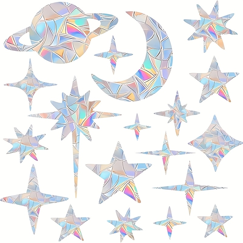 Image of 25 Starry Sky Electrostatic Stickers, Reusable Vinyl Wall Stickers, Suitable For Living Rooms And Bedrooms, Easy To Tear And Paste, Washable, Suitable For Glass Background Wall Decoration