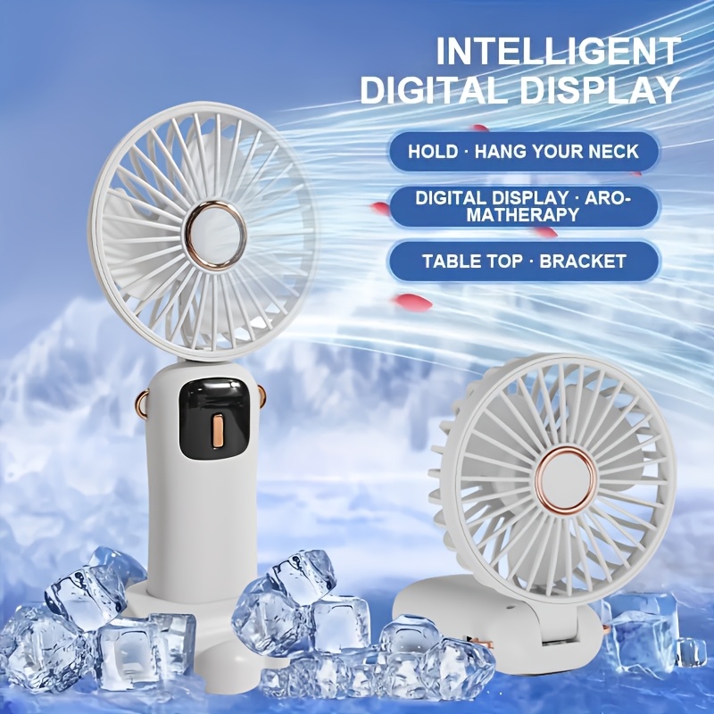 1pc portable handheld fan 3 in 1 personal fan with led display 90 foldable table fan 5   rechargeable lithium battery usb charging indoor and outdoor   details 0