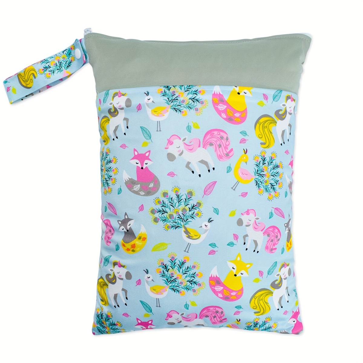 Image of 1pc Wet Dry Bags For Cloth Diapers&breast Pump Parts, Wet Bag With 2 Zippered Pockets & Handle, Beach Pool Gym Bag Stroller Yoga Toiletries Daycare Organizer For Swimsuit Wet Clothes