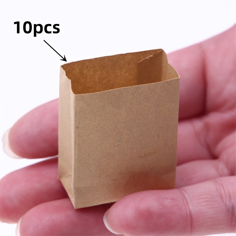 Image of 10pcs, Dollhouse Decor, Miniature Cowhide Baking Bag Model Ornaments, Mini Storage Packaging Bags, Cottage Decor, Pocket-sized Scene Diy Parts, Collectible Gift For Hobbyists And Enthusiasts