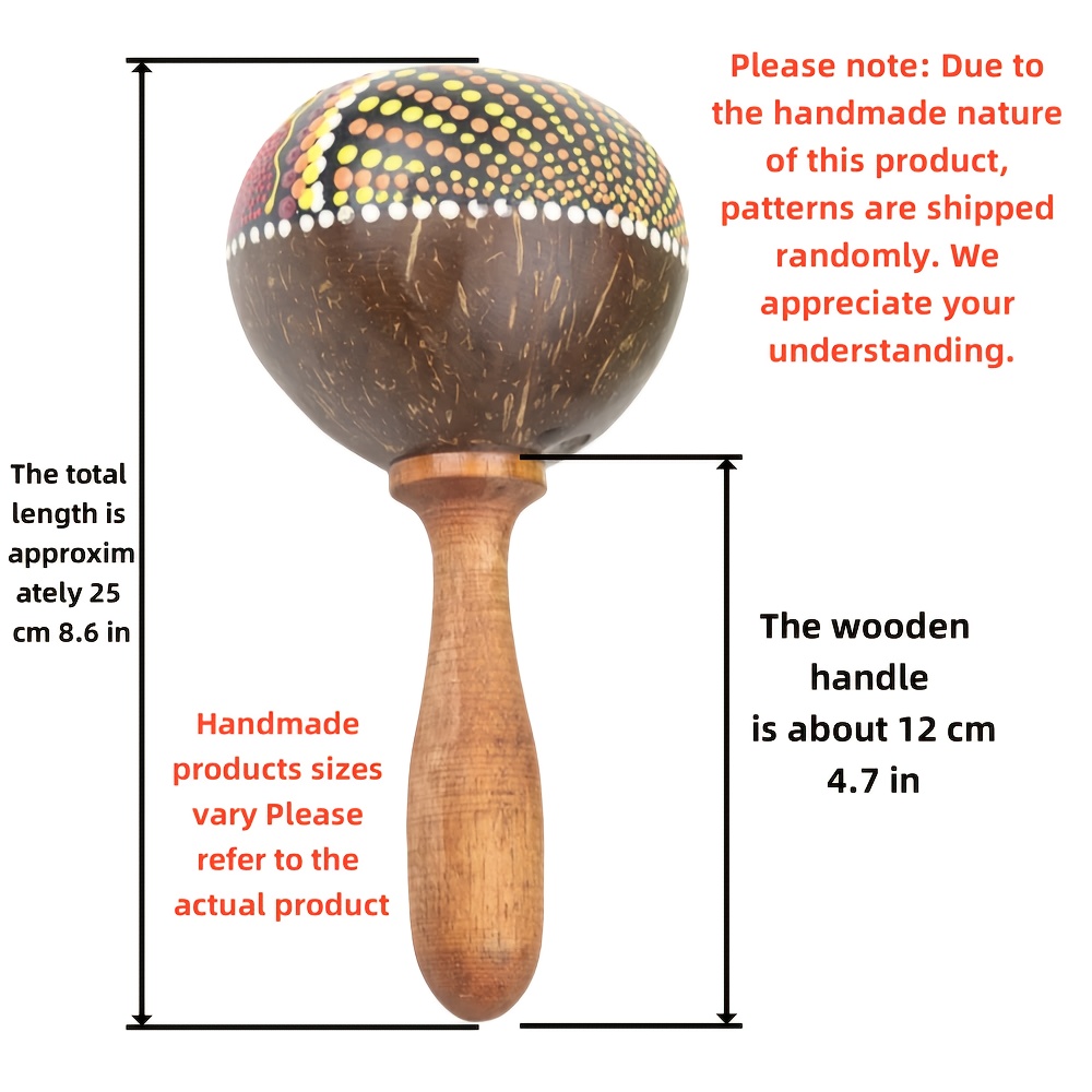 Handmade Painted Coconut Shell Sand Cone, Professional Percussion Accompaniment Instrument, Orff Percussion Sand Hammer, Suitable for Stage Playing, Accompaniment, Party, KTV, Best Gift for Holiday Gift Giving, Ktv Entertainment, Party Instrument, Cultural Instrument, Artistic Percussion, Quality Craftsmanship, Durable Construction, Rhythm Tool, Musical Accessory, Party Hosts, Music Performers