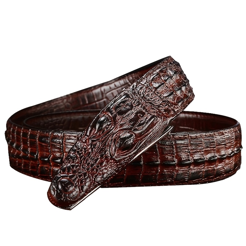 Men's Crocodile Pattern Faux Leather Western Cowboy Belt