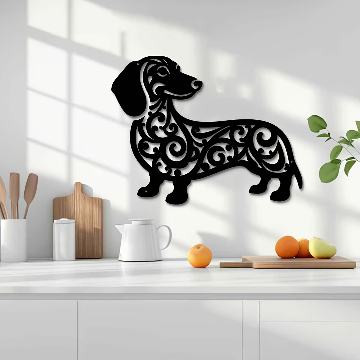 

Pup, Metal Dachshund - 15.75" Indoor/outdoor Decorative For Garden, Patio, And Living Room, Balcony, Fence Decoration, Home Wall Decoration