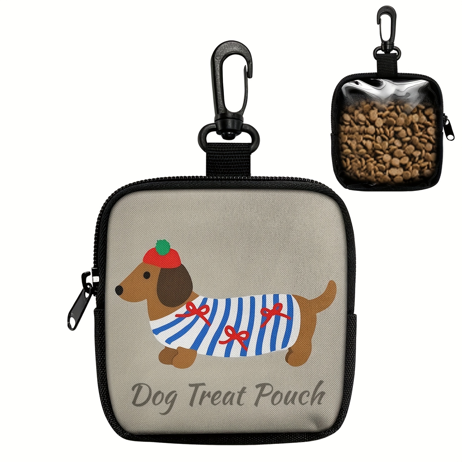 E-shop 1 Stück Dackel-Druck Leckerli-Tasche mit Haken Reißverschluss, Hundetrainings-Tasche für einfaches Hundetraining, Kotbeutel-Aufbewahrungstasche,