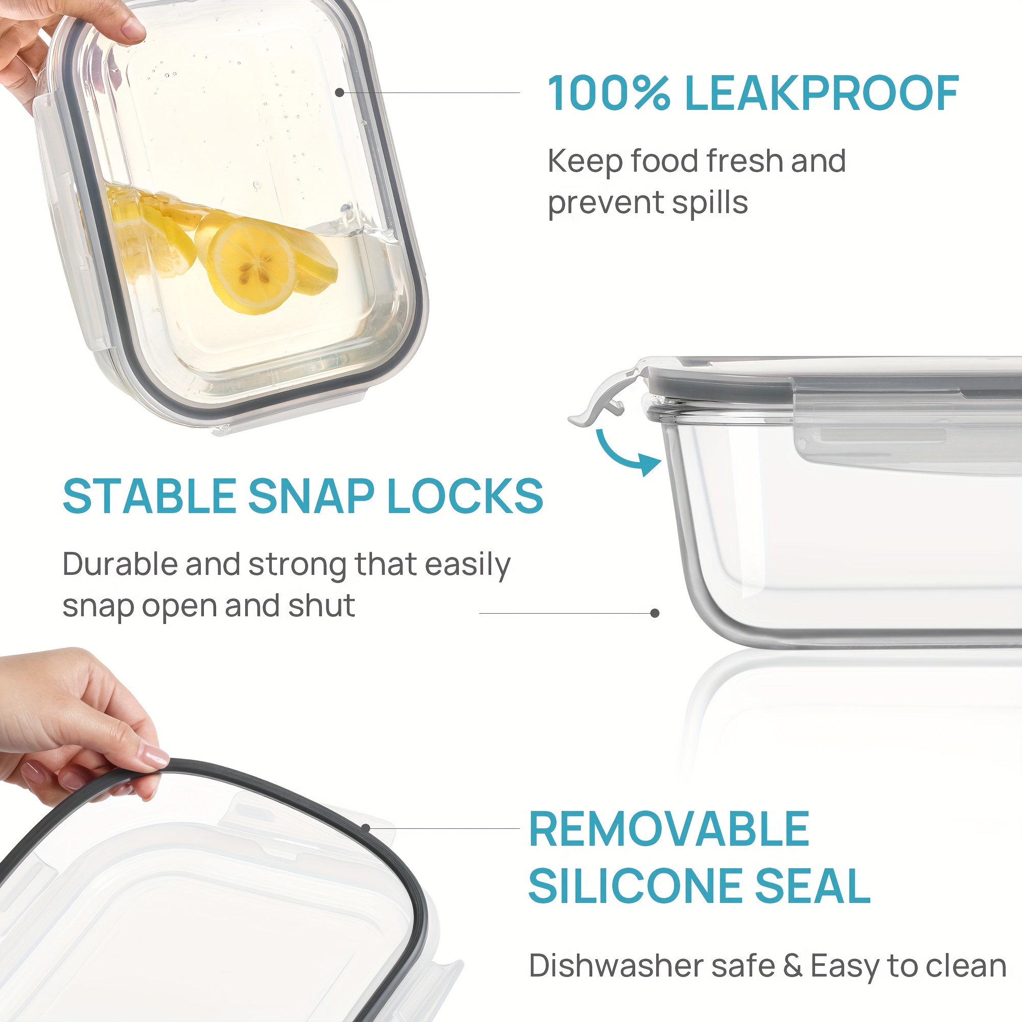 5pcs 22oz glass meal prep containers with airtight lids bpa free stackable food storage for lunches     microwave oven freezer dishwasher safe   salads pasta meat more meal prep supplies   Product details 1